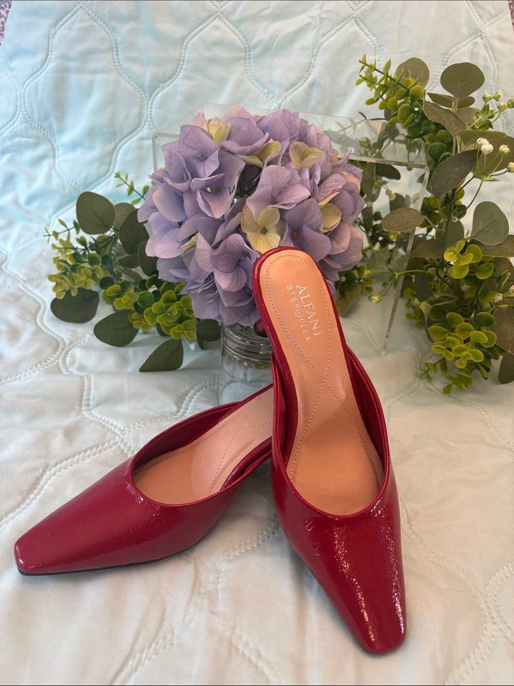 Alfani Red Patent Pointed Slip-On Mules